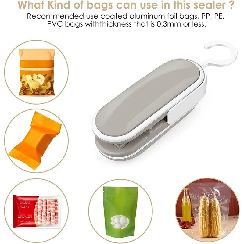 Mini Bag Sealer Portable Sealing Bags Machine, Handheld Heat Food Vacuum Sealer Machine Storage Potato Chip Cookie Bags Durable