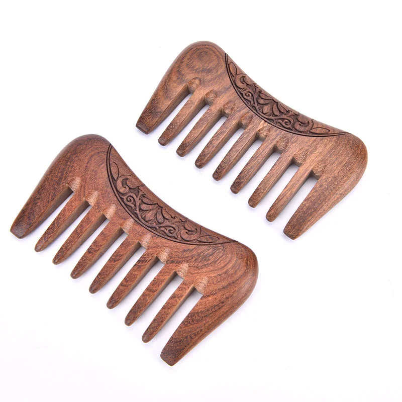 10pcs Meridian Comb Portable Scalp Massage Wide-toothed Solid Wood Comb Natural Ebony Anti-static Massage Comb