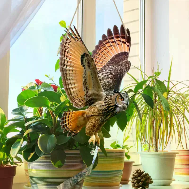 Waterproof Bird Scarer Simulation Owl Bird Repellent Pest Control Artificial Scarecrow With Reflective