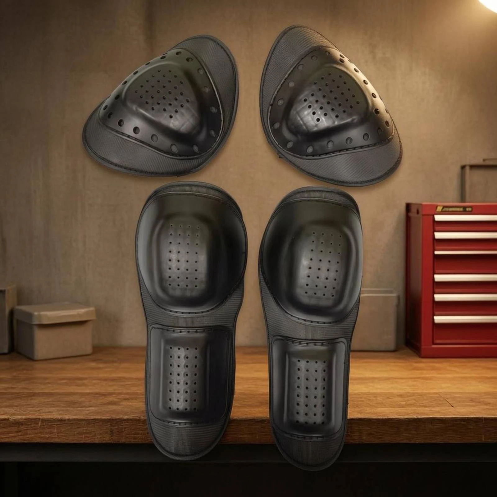 4 Pieces Motorcycle Elbow Pads Perforated Motorcycle Shoulder Pads Riding Gear Ventilated Textured Backing