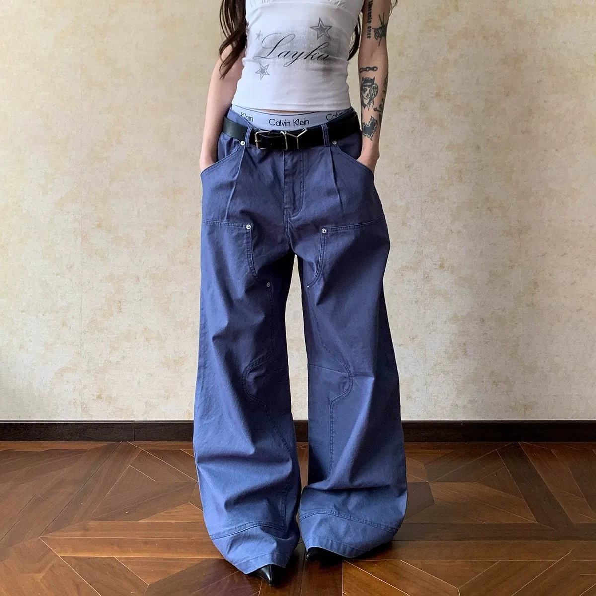 American Blue Multi-Pocket Cargo Logging For Men And Women, Clean-Fit, -Leg, Tacked