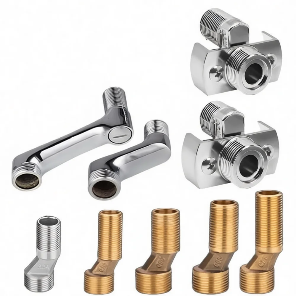 For LSWY Bathroom Shower Faucet Adapter Offset Elbow Connector Adjustable Brass Fitting Wall Hole Distance Repair Accessory