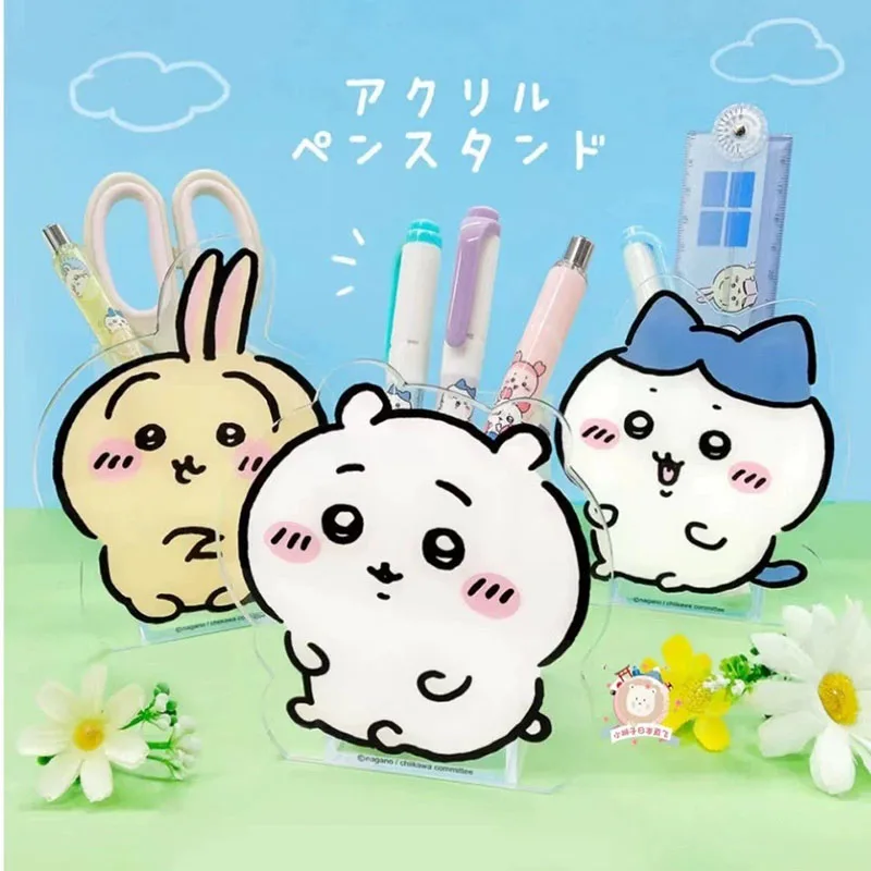 

New Chiikawa Acrylic Pen Holder Transparent Sanrio Multifunctional Children's Desktop Stationery Storage Box Organizer Gift