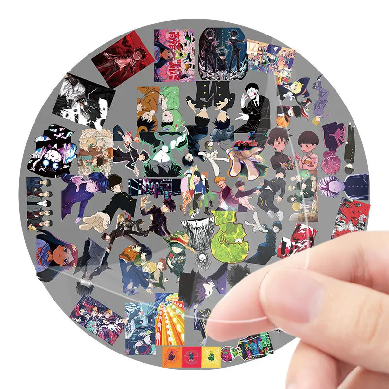 50/30/10PCS Shigeo Kageyama Mob Reigen Popular Anime Peripheral Graffiti UV Transfer Sticker 3D Hollow Crystal Label Sticker