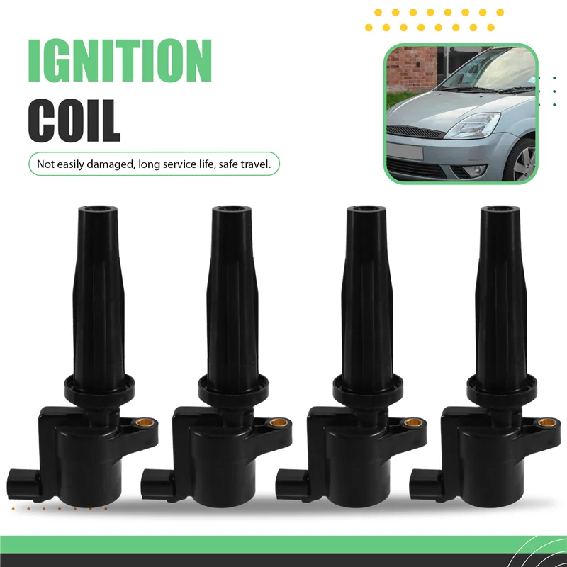 

Car 4Pcs Ignition Coil Set For Ford Fiesta Focus 2003-2011- 4W5G-12A366-BA 4W5G12A366BA