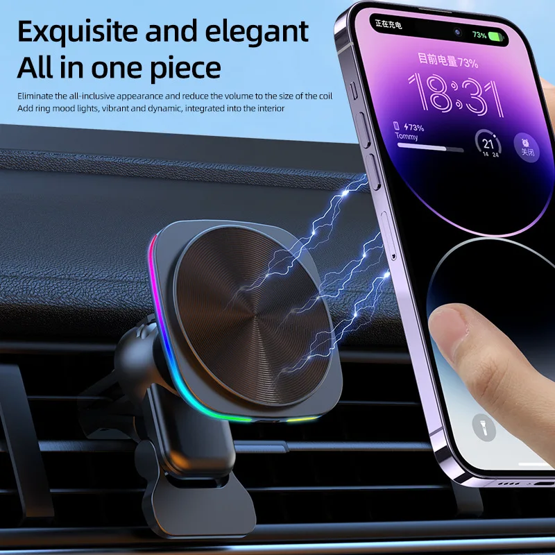 

15W Car Wireless Charger Magnetic Automatic Car Mount Phone Holder For iPhone 14 13 12 Infrared Induction Fast Charging