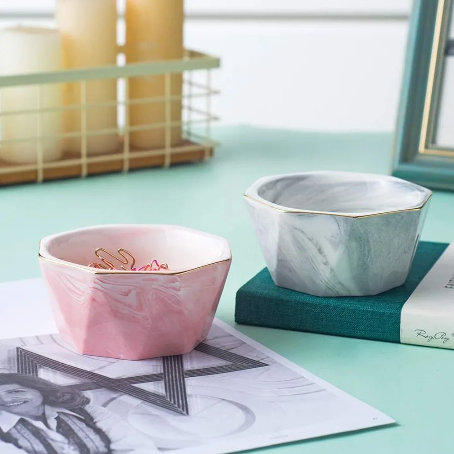 Soporte de Clip de papel, dispensador de Clip de papel de cerámica geométrico para escritorio, bonito organizador de Clip de papel, carpeta de oficina, soporte de Clip gris