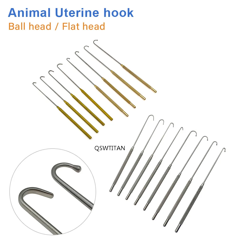 Uterine Hook Animal Dog Cat Ovarian Spay Snook Hook 180mm Veterinary Surgical Instruments