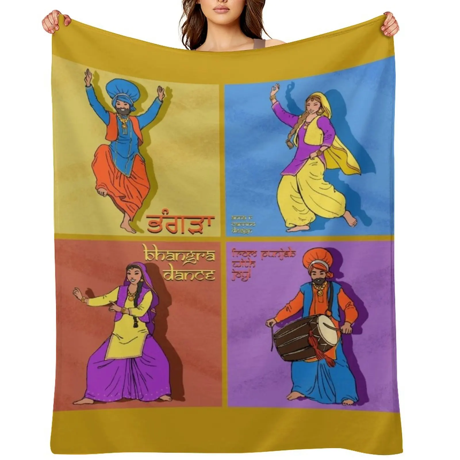 

Bhangra dance Throw Blanket Large Sofas blankets and throws manga Blankets