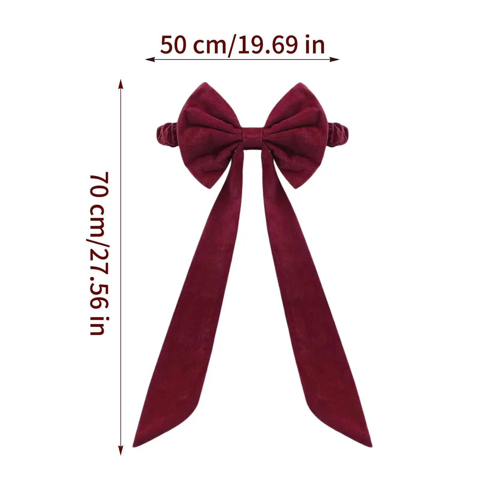Velvet Chair Sashes Big Bows Tie Back Elastic Band Red Ornaments Chair Decor for Christmas Wedding Party Banquet Holiday Event view 6
