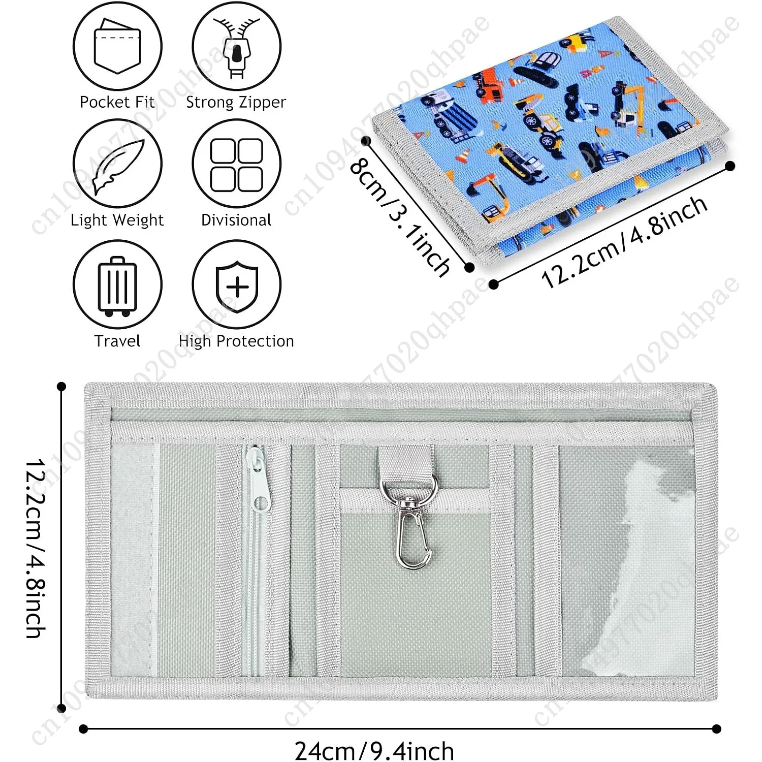 Kids Wallet for Boys Trifold Wallet for Kids Ages 4-16 with Keychain Holder and Zippered Coin Pocket Durable Boy Wallets, Boys W