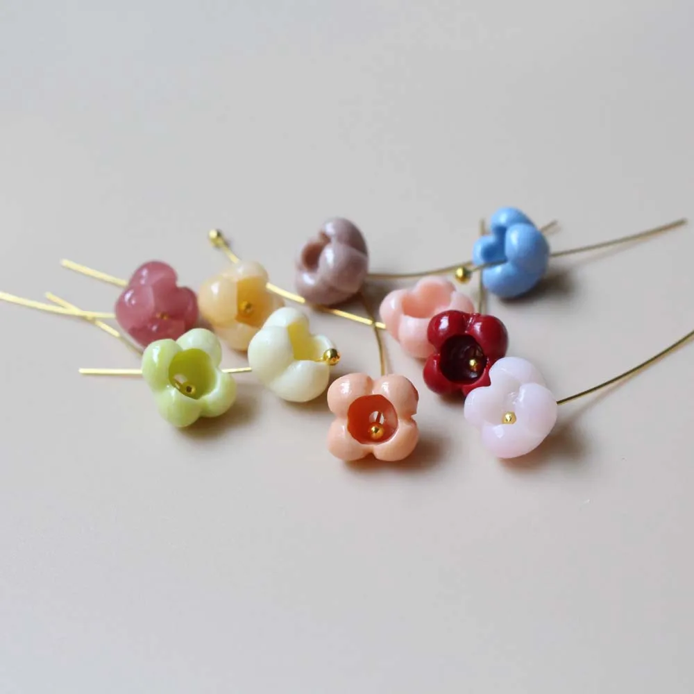 10Pcs 8mm Artifial Coral Osmanthus Small Flower Beads Pink Blue Mix Color for Jewelry Bracelet Necklace Earring Making Craft DIY