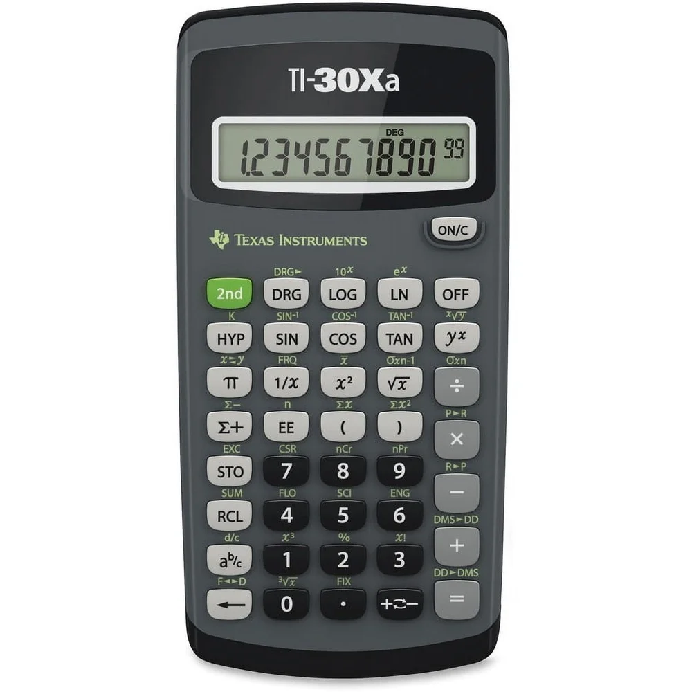 TI-30XA 공학용 계산기 10자리 LCD 디스플레이 이상적인 수학 과학 사전 대수 대수학 고등학교 중학교 사용
