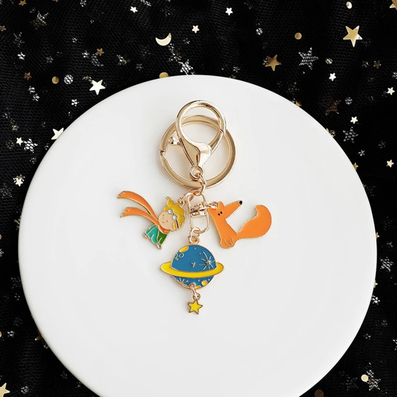 

Trendy The Little Prince Keychain Cute Fox Airpods Pendant For Clothes Backpack Keyring Key Chains Charms Valentines Day Gift