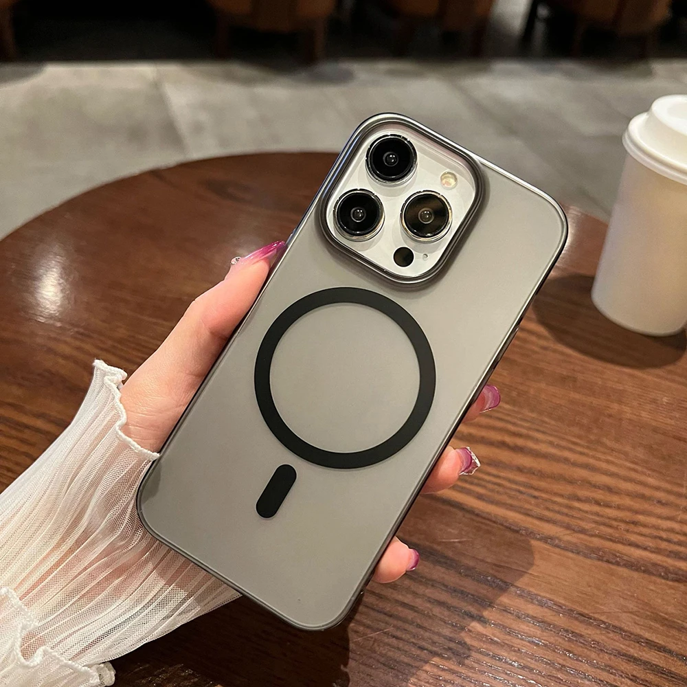 Translucent For Magsafe For iPhone 17 Pro Max Magnetic Wireless Charge Phone Case For iPhone 11 12 13 14 15 16 Pro Max Back Capa