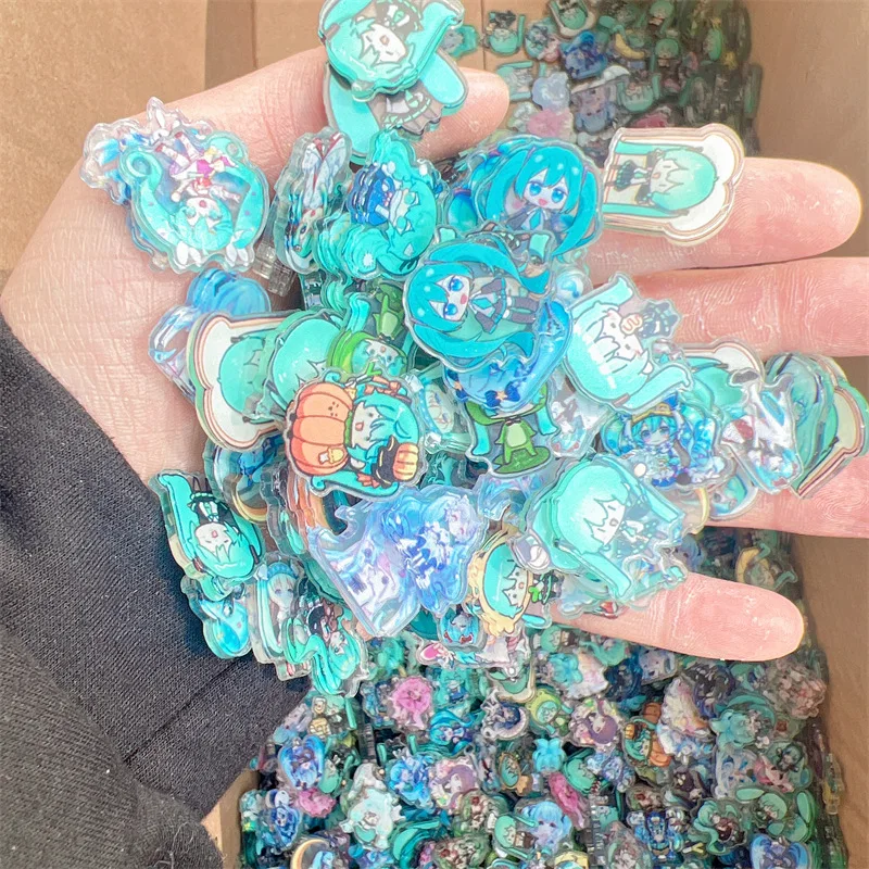 

Двусторонняя акриловая пластина Hatsune для рукоделия, материалы для брелоков, клипсы из ПП, аксессуары для мобильных телефонов, игрушки, SquareLaser