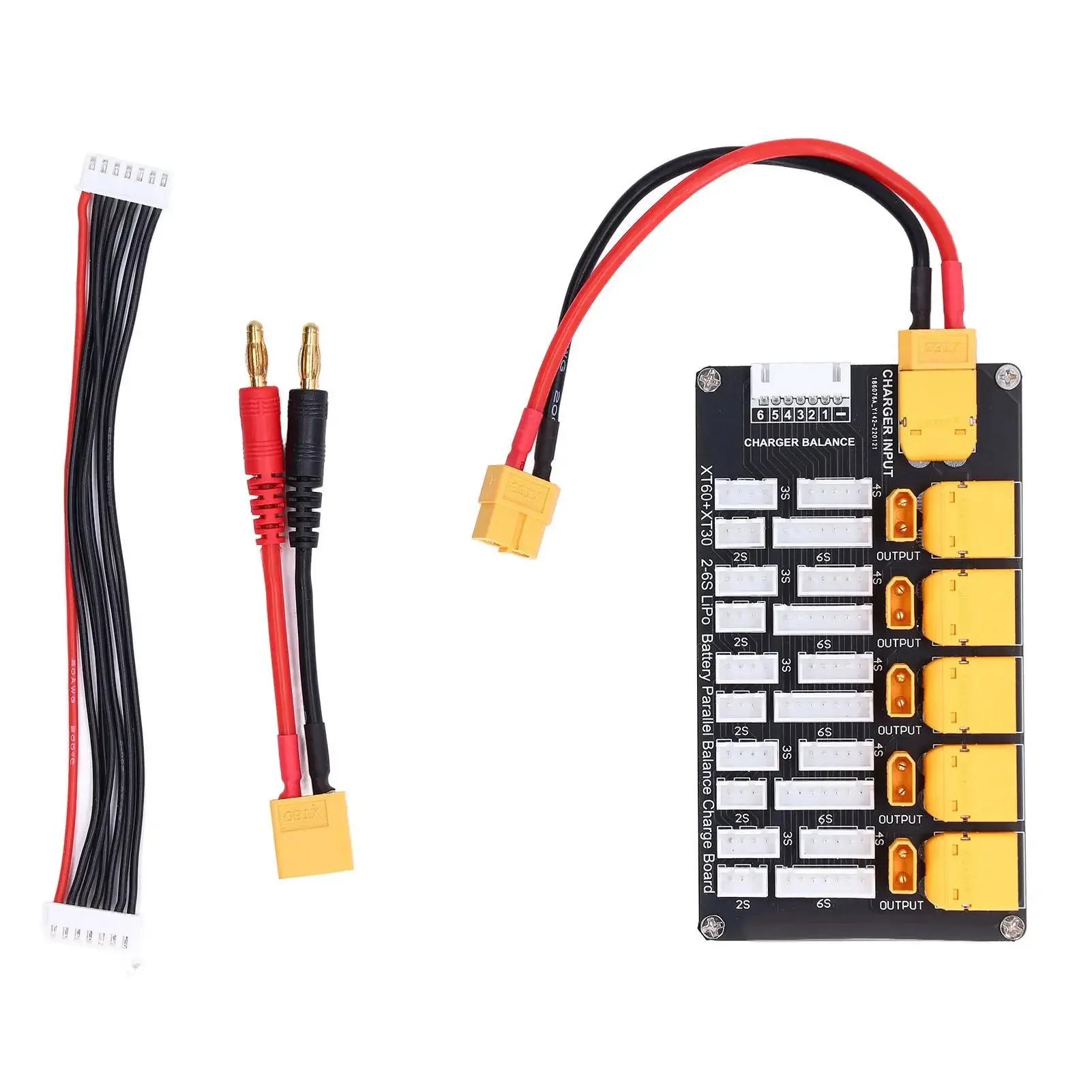 Parallel Charging Board for 2-6S LiPo Batteries with XT30/XT60 Connectors - Compatible with for imax B6 Charger