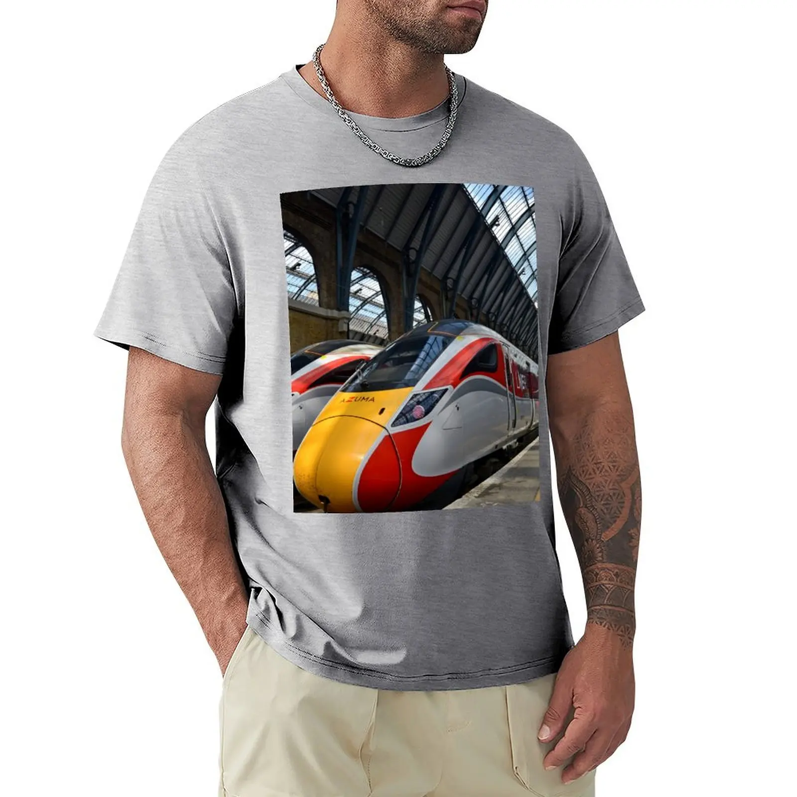 LNER Azuma 801 high speed trains at King's Cross Station T-shirt blanks oversized tops mens graphic t-shirts pack