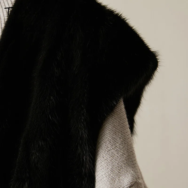 Kamizelka z prawdziwego futra norek Tcyeek, damska odzież zimowa, ciepły płaszcz bez rękawów z prawdziwego futra, nowość w kategorii płaszczy, patchworkowa kamizelka damska z futra norek, fourrure femme.