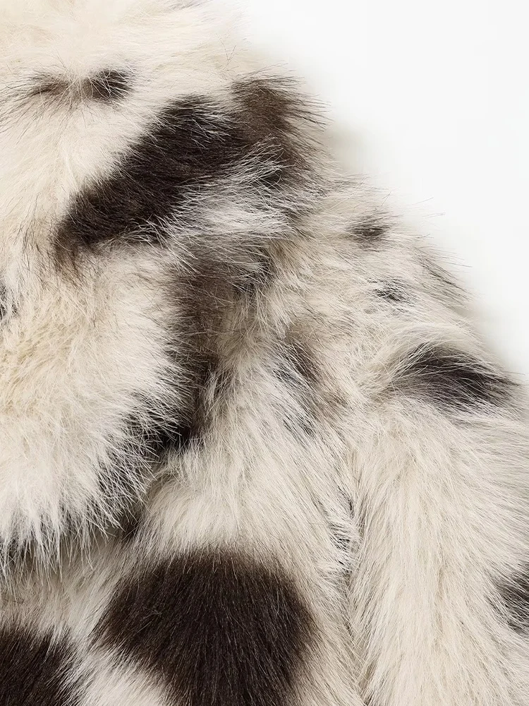 유럽 및 미국 스타일 겨울 신상 여성 의류 패션 트렌디 인조 모피 효과 동물 프린트 재킷 코트