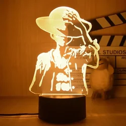 Anime uma peça luffy 3d lâmpada led luzes da noite brinquedos nightlights crianças quarto decoração mesa lampe lampara manga presente