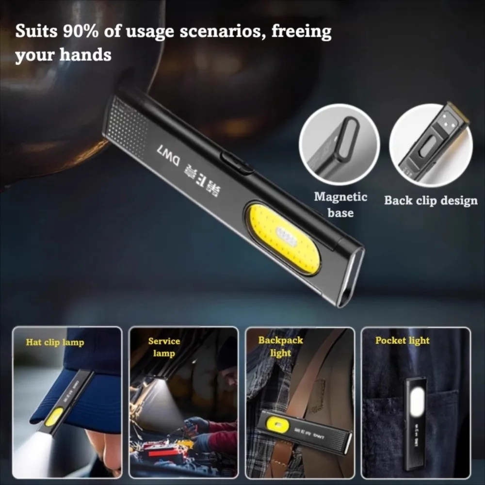 Mini lampe torche Rechargeable USB, Base magnétique, sortie 550Lm, lampe de poche LED, 6 modes, haute luminosité, Portable