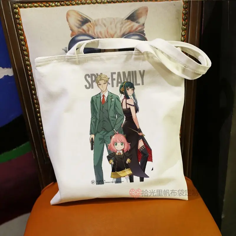 

Spy X Family Canvas Anime Two-Dimensional Student Book Large Capacity Zipper Shoulder Tote Bag Ani
