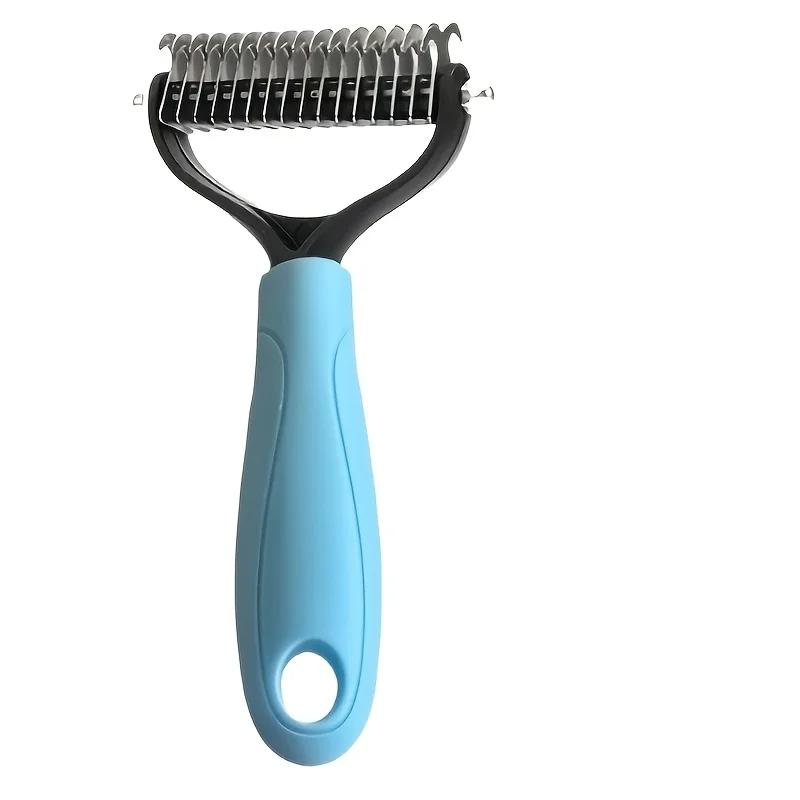 1-Pack Random Color Stainless Steel Pet Dematting Comb, Double-Sided Pin Comb Grooming Tool, Suitable for Cats And Dogs