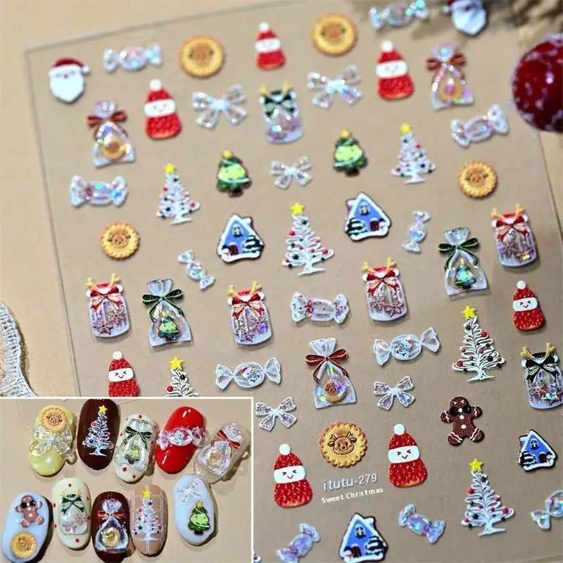 

Милые рождественские стильные наклейки для дизайна ногтей со снеговиком, легкие наклейки для дизайна ногтей с тиснением, украшения для дизайна ногтей, рождественские подарки
