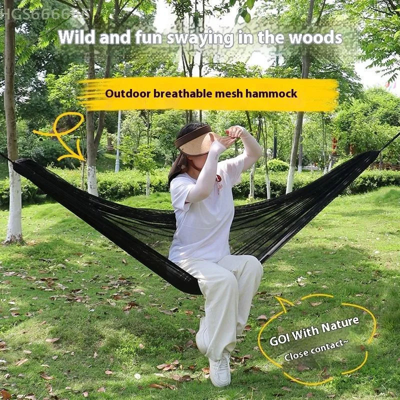 

Outdoor Camping Swing Hammock Sturdy Portable Breathable Mesh Ice Silk Hammock Bed Hang Cooling Hammock For Garden