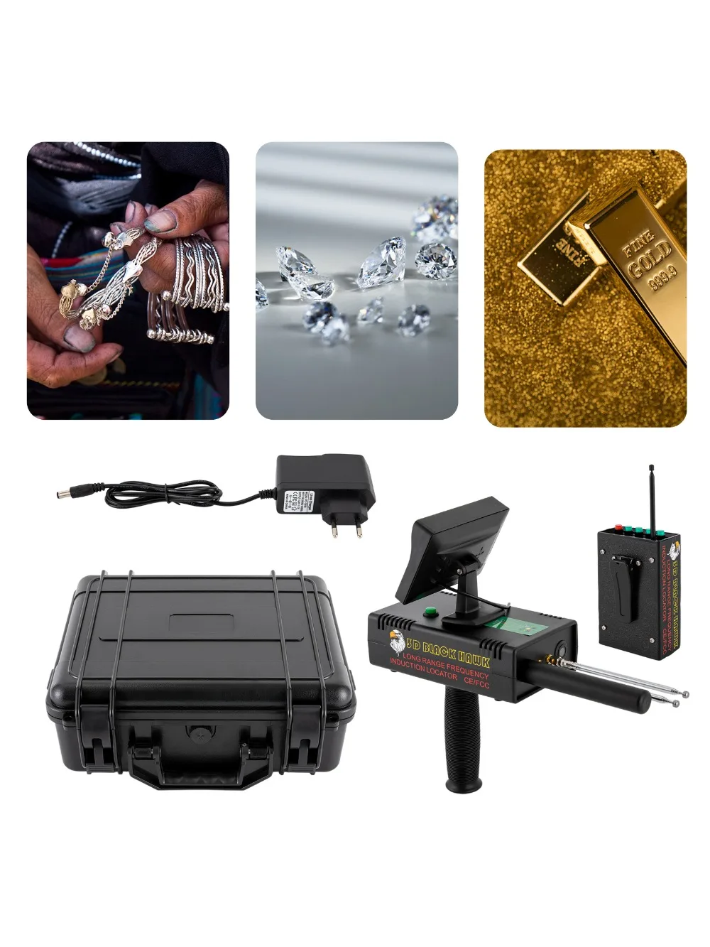 Professionele metaaldetector Goud Zilver Edelsteenzoeker 30m diepte Hoge precisie detector met afstandsbediening Breed bereik schatzoeker - afbeelding 2