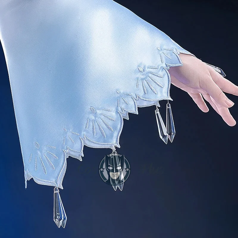 أزياء أنيمي RWBY Weiss Schnee التأثيرية فستان دانتيل متدرج أزرق وأبيض زي نسائي لحفلات الهالوين