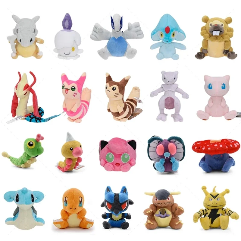 Pokemon Plush Toy Fit Mewtwo Litwick Cubone Bidoof Furret Lugia Mew Caterpie Gyarados Soft Stuffed Doll Room Decoration Gifts