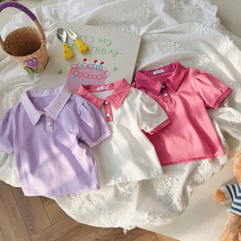 

Lovely Girls Polo T-shirts Toddler Kids Tops Tees Summer Children's Clothes