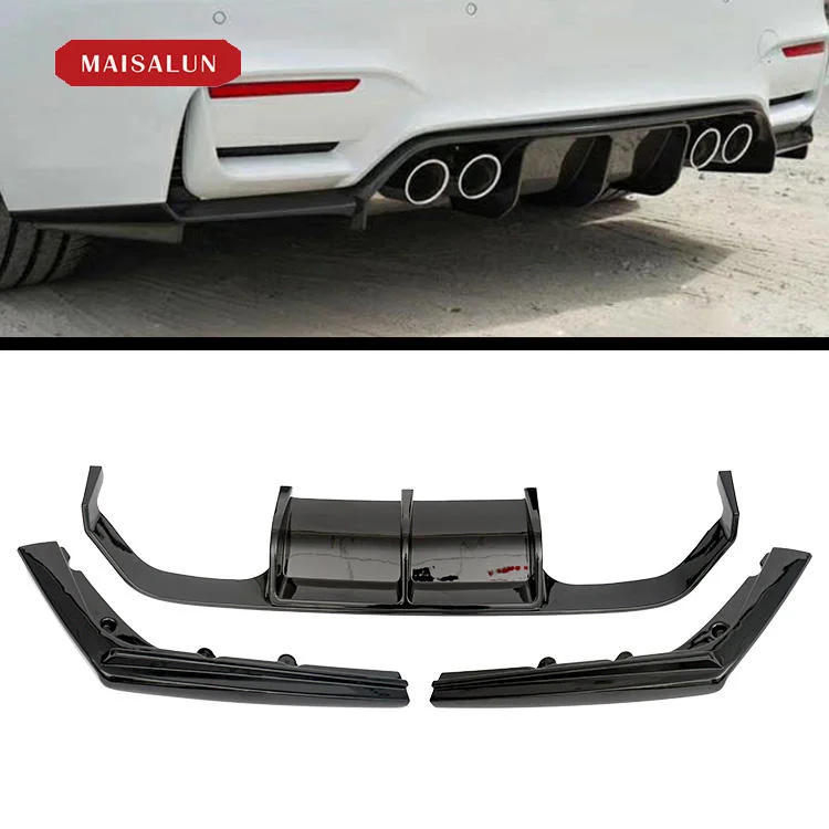 V Style Gloss Black Rear Bumper Diffuser for  M3 M4 F80 F82 2014-ON Auto Parts Split-type Rear Diffuser