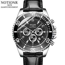 NOTIONR Fashion Mens Watches for Men Sports Waterproof Leather Quartz Watch Man Business Casual Luminous Clock montre homme