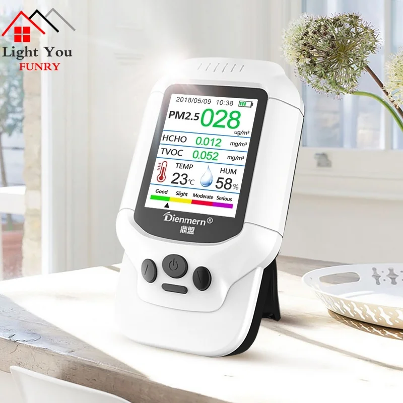 PM1.0 PM2.5 PM10  Temperature Humidity Meter PM 2.5 Gas Analyzer Home Protection AQI Air Quality Monitor HCHO TVOC Detector