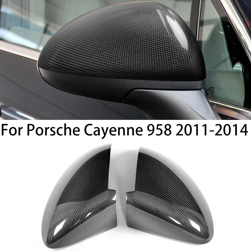 

Real Carbon Fiber Car Rear View Side Mirror Cover Caps For Porsche Cayenne 958 2011 2012 2013 2014 Add On Style