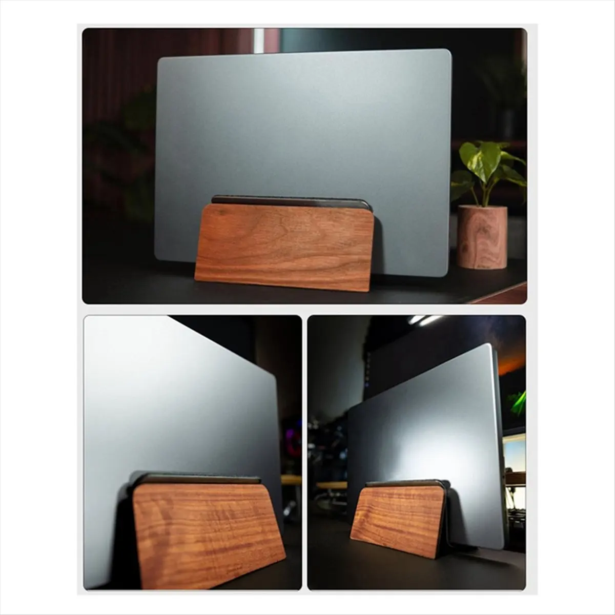A72Z Walnut Vertical Laptop Storage Stand Tablet Stand Vertical Desktop Multifunction Convenient Cooling Base