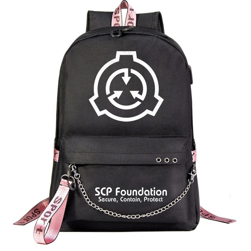 

SCP Secure Contain Protect Boys Girls School Bags Teenager USB Charging Chain Travel Backpack Student College Bookbag Mochila