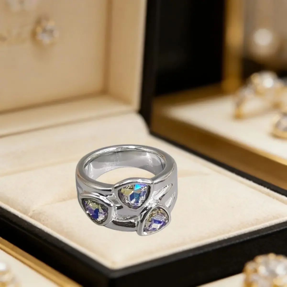 2026 Spanish glamorous socialite style colorful crystal rings, jewelry accessories, banquet gifts