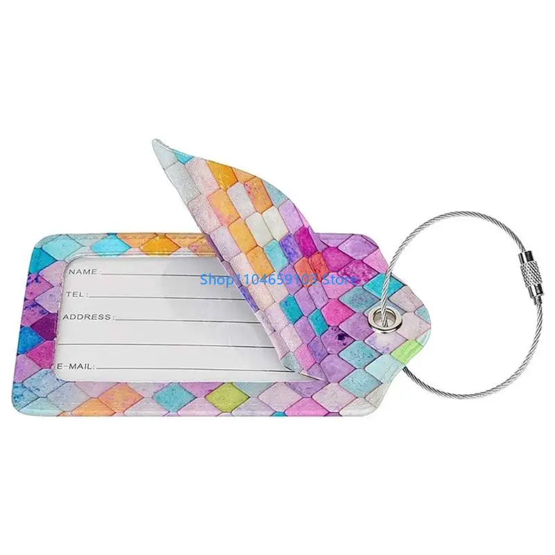 Water Resistant Leather Card Holder with Steel Rings Suitcase Label Protectors
