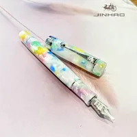 Bolígrafo fuente de Metal con Clip de bola plateada acrílica Jinhao 100, bolígrafo de firma ejecutiva suave clásico, perfecto para colección