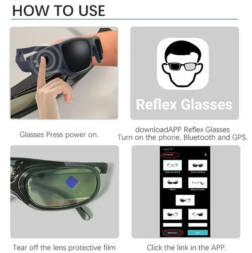 Imagen 2 del producto Gafas réflex Coordinación ocular Interferencia visual Entrenamiento Head Up Fútbol Baloncesto Tecnología inteligente Gafas de entrenamiento