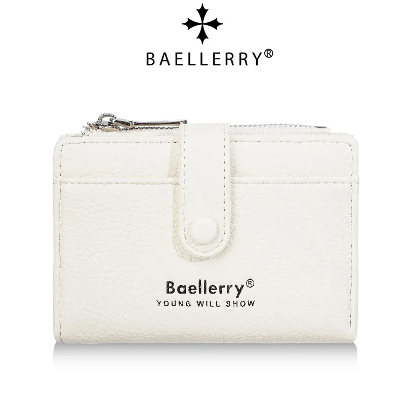 Image of Baellerry Premium Damen-Geldbörse Kurz mit Reißverschluss Weiches PU-Leder Mehrfach-Knopfverschluss Kartenhalter Münzfach Geldbörsen für Damen