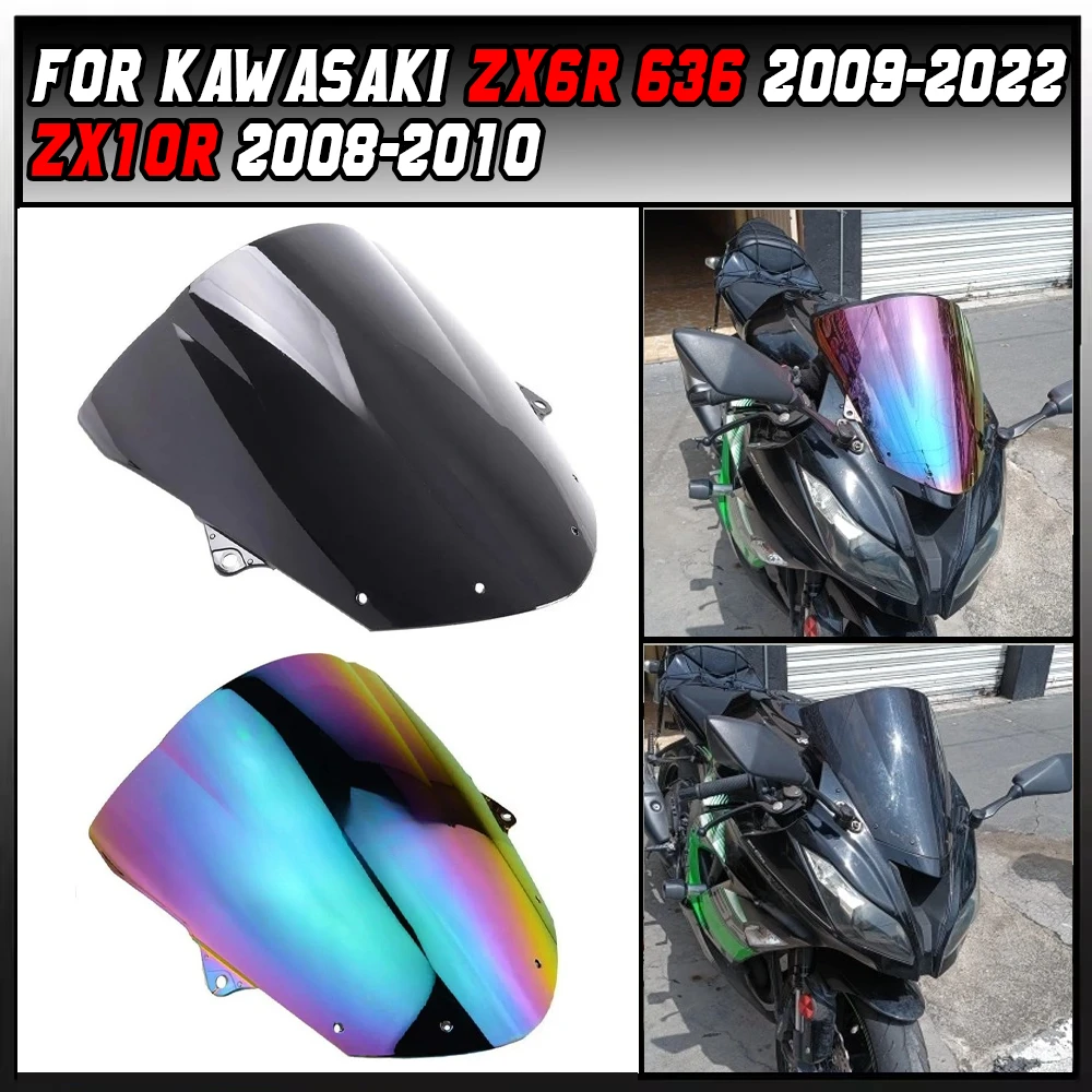 

Motorcycle Windshield Windscreen for Kawasaki ZX6R ZX-6R 2009 2010 2012 2013 2014 2015 2016 2017 2018 ZX10R ZX-10R 2008 2009