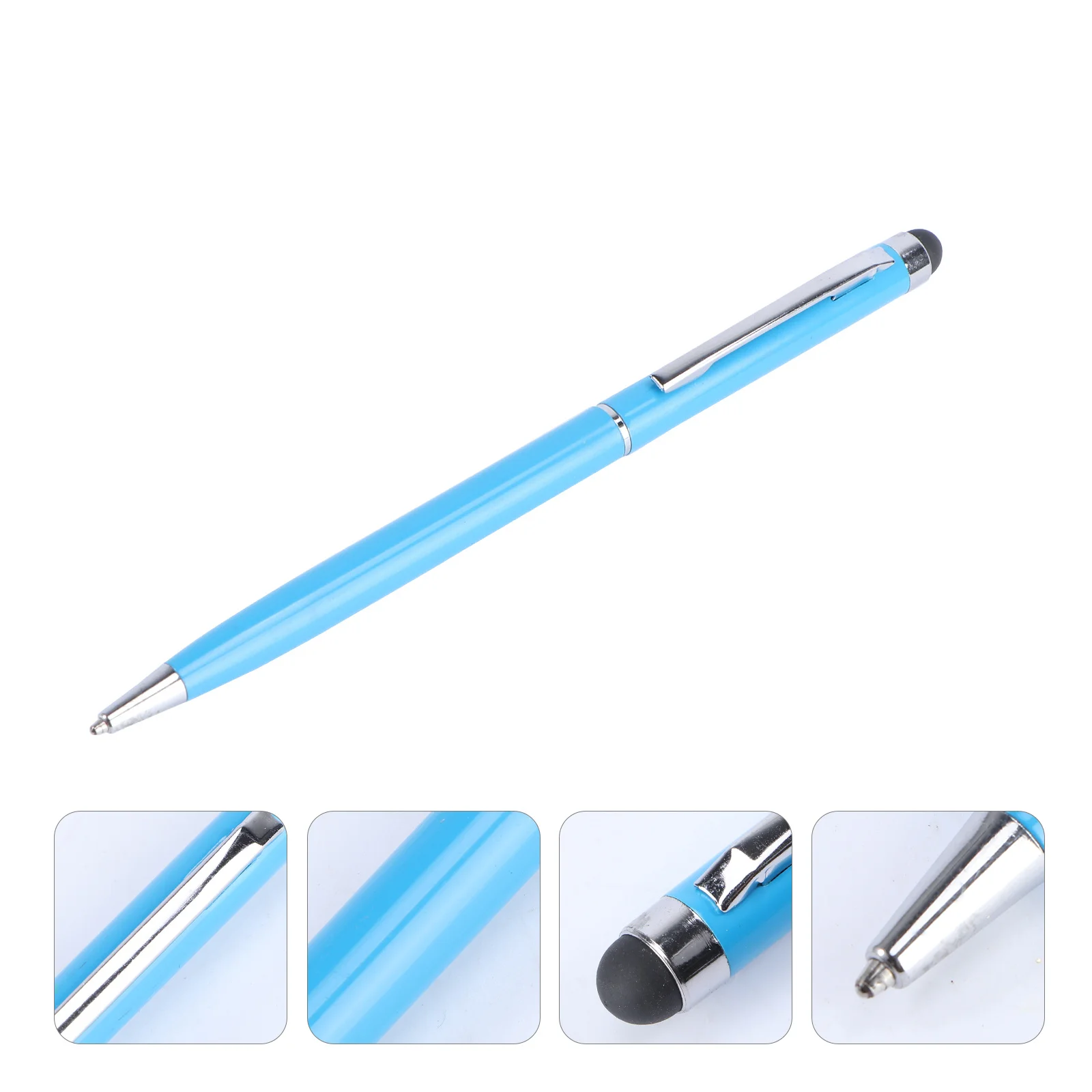 

2-в-1 небесно-голубой емкостный сенсорный стилус, шариковая ручка с силиконовым наконечником, двойная функция для смартфона