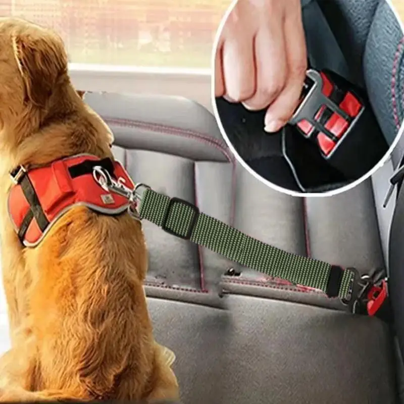 Adjustable Dog And Cat Car Safety Pet Auto Seat Belt Attachment Belt Strap Buckle Clip Seatbelt Vehicle Interior Spare Parts