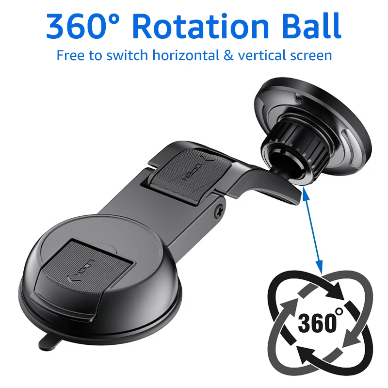 لـ MagSafe Car Mount 360 °   حامل هاتف السيارة المغناطيسي الدوران للوحة قيادة السيارة، كوب شفط، حامل الهاتف المحمول بمغناطيس قوي