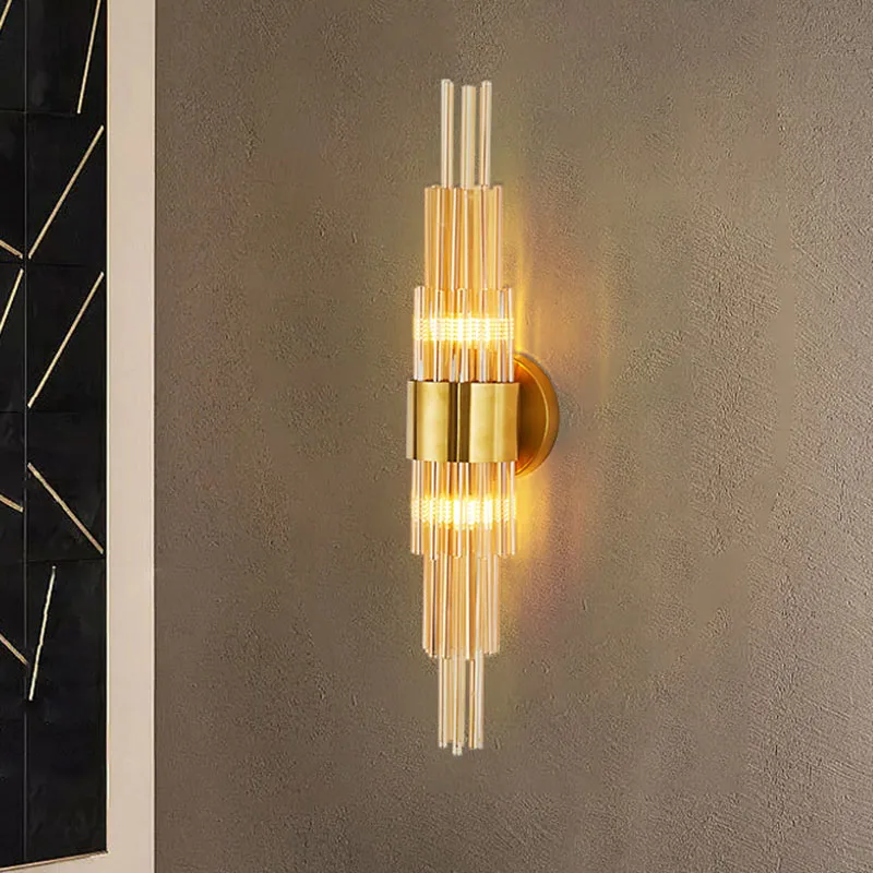 

Light Luxury Crystal Wall Lamp Living Room Tv Background Light Luxury Minimalist Creative Aisle Crystal Led Lighting